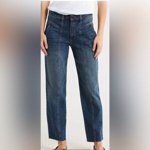 KUT Leslie high waist barrel jeans.